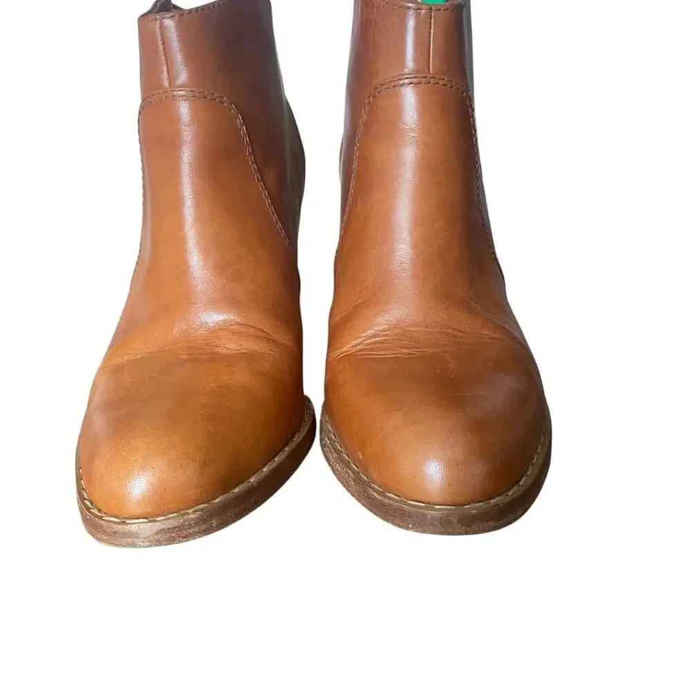 Michael Kors Wayland Brown Cognac Leather Ankle Heeled Boots size 8